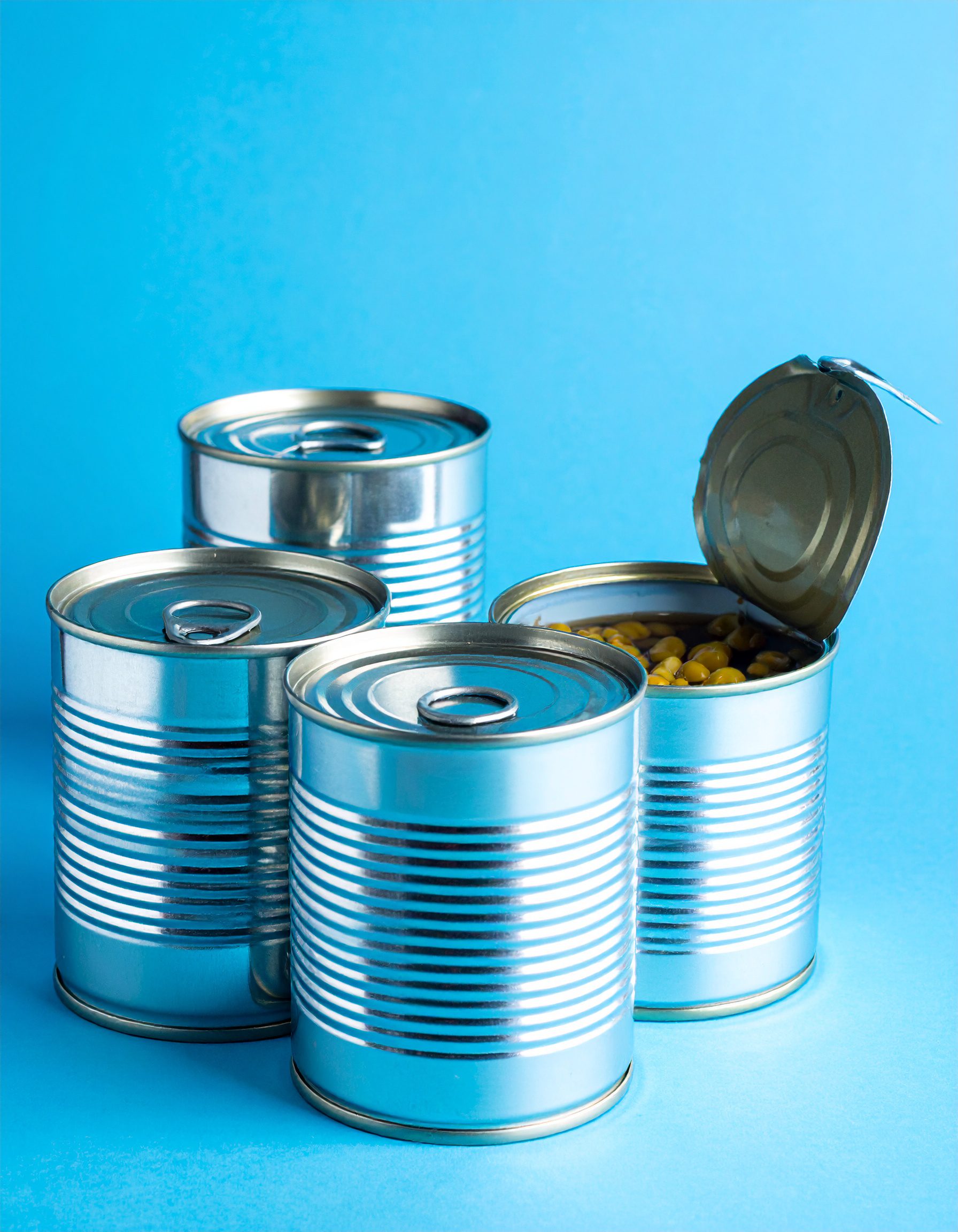 Canned food, blue background 954047